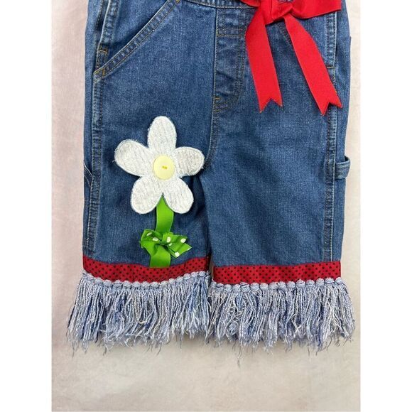 1990s Y2K Vintage Denim Ladybug Overalls Size 3T - Picture 3 of 6